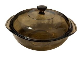 Pyrex Corning Ware Round Vintage Amber Casserole Dish